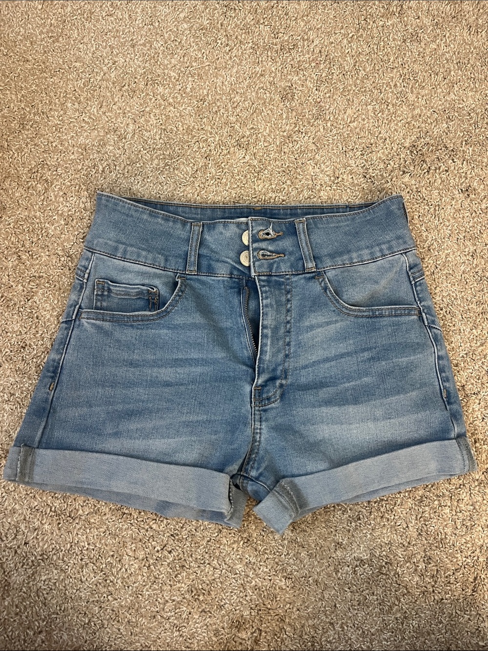 Forever 21 High-Waisted Double Button Denim Shorts
